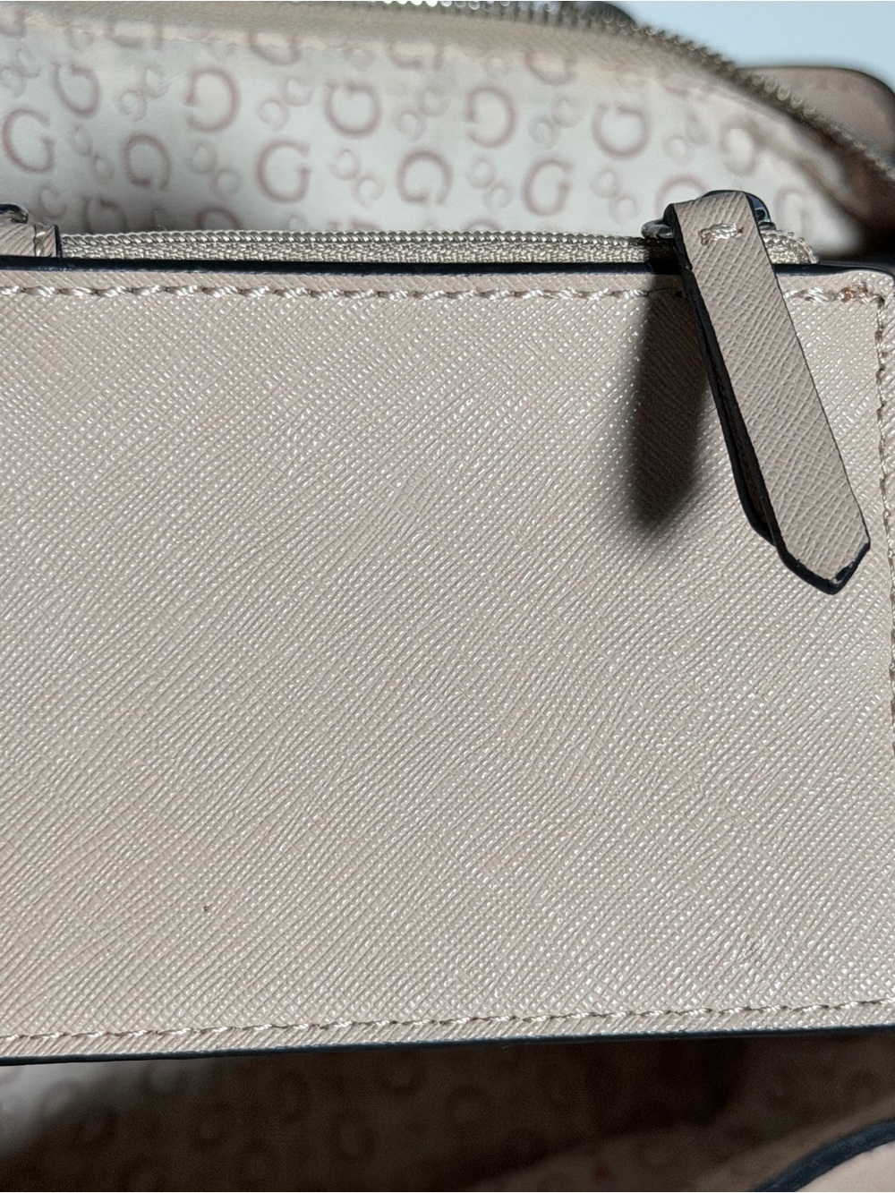 Guess Blush Taupe Leather Satchel with Logo Medallion w/ Card Wallet Holder - Picture 14 of 16